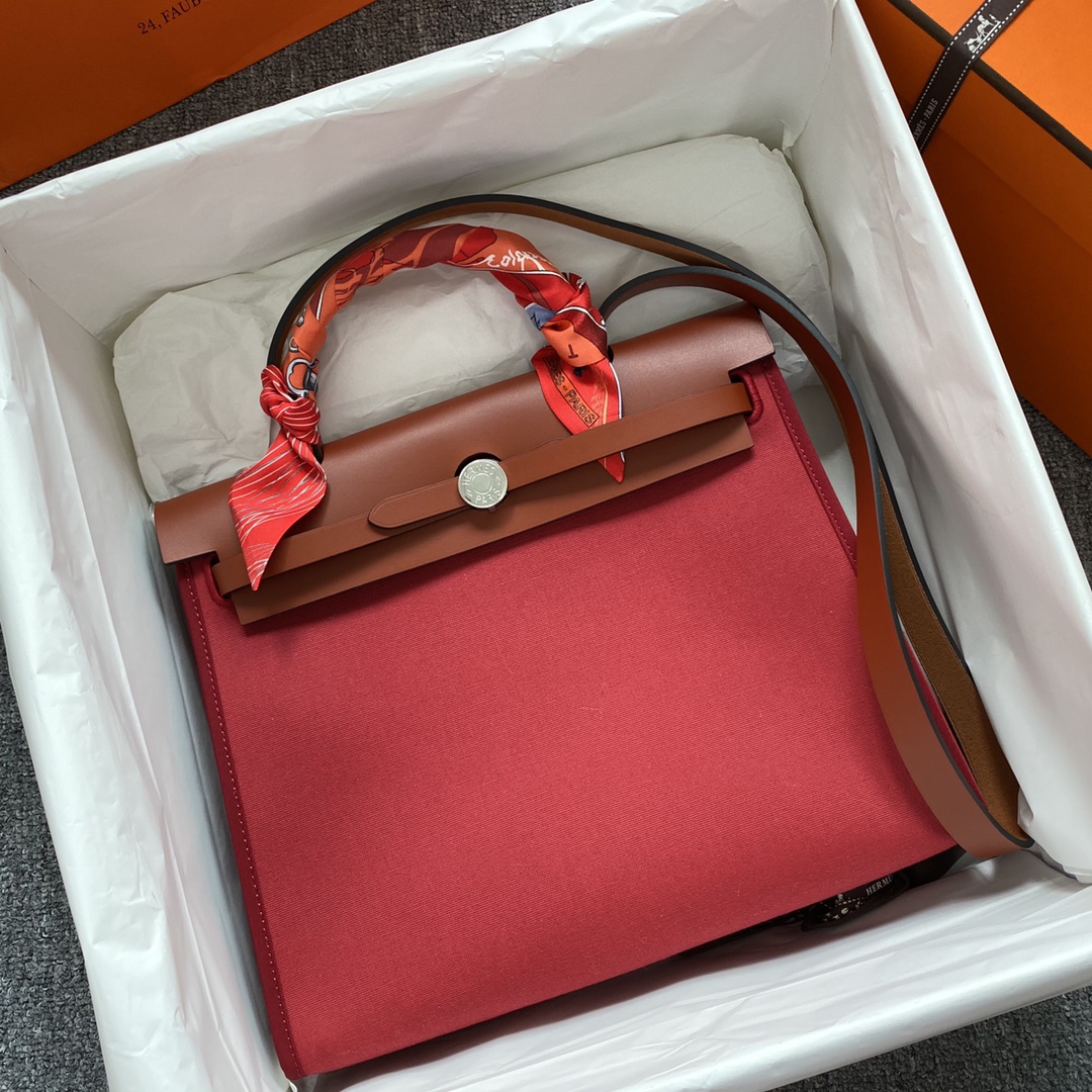 에르메스 에르백31 레드 브라운 은장